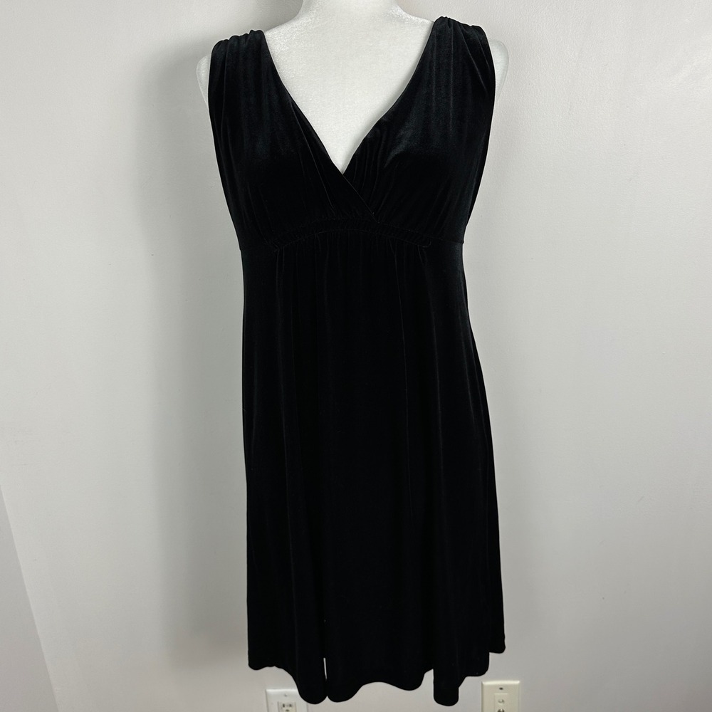Old Navy Y2K Black Velvet Party Dress Womens Medium Velour 2007 Babydoll‎ Retro